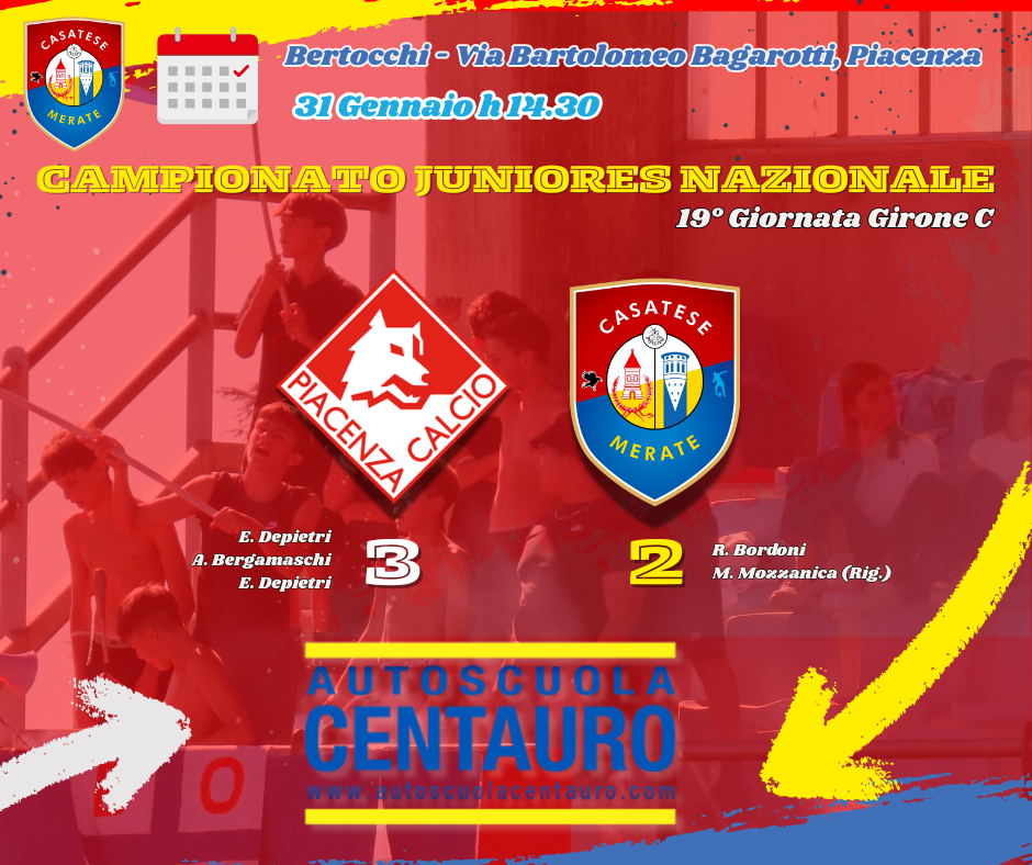 Una Casatese Merate da applausi sfiora l’impresa a Piacenza