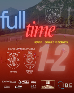 Casatese Merate–Sant’Angelo 1-2: decide Toldo nella ripresa